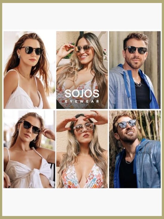 Polarized UV400 Sunglasses, Plastic Frames, Vintage Square Style main image 6